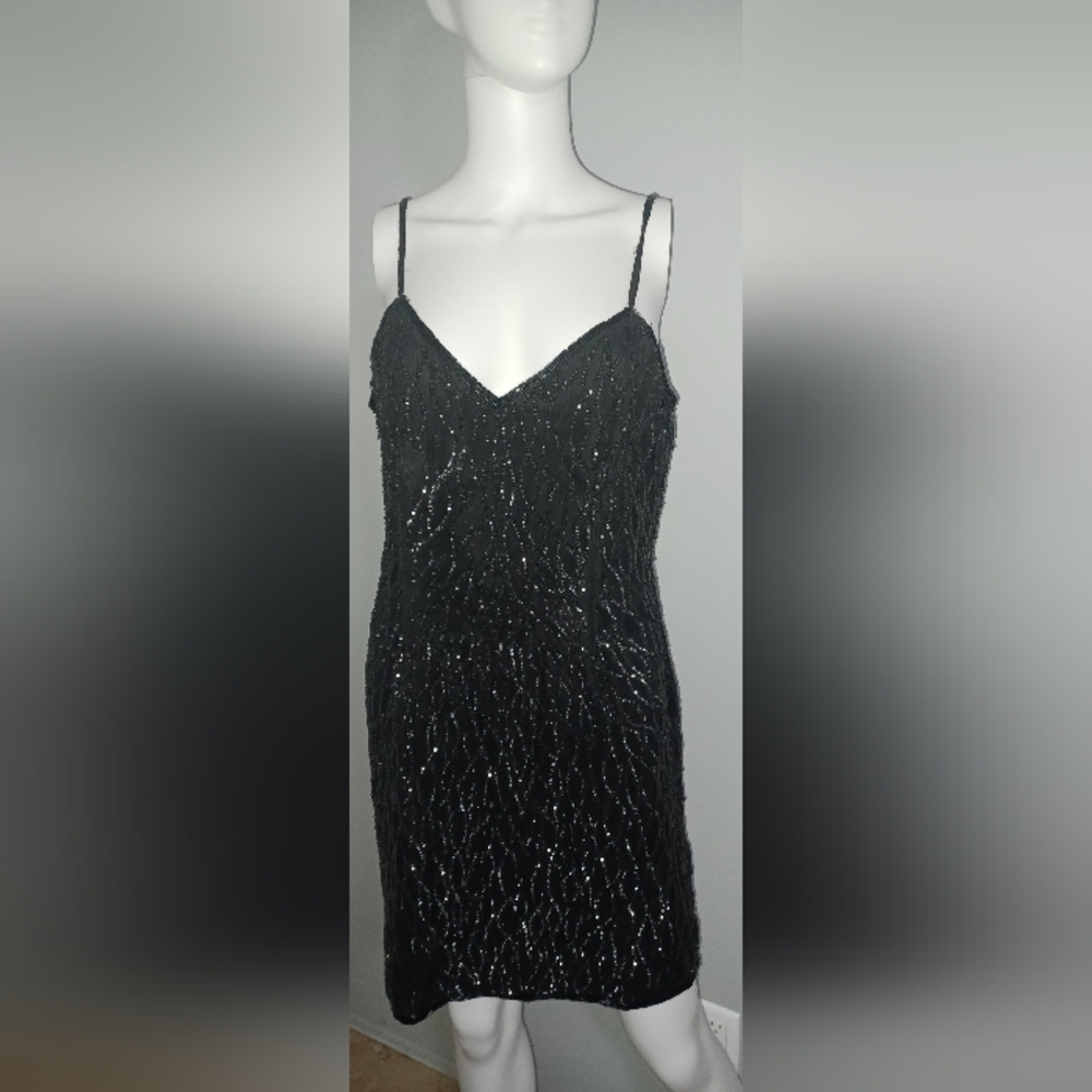 Vintage Lawrence Kazar New York  Elegant Black Sequin Dress